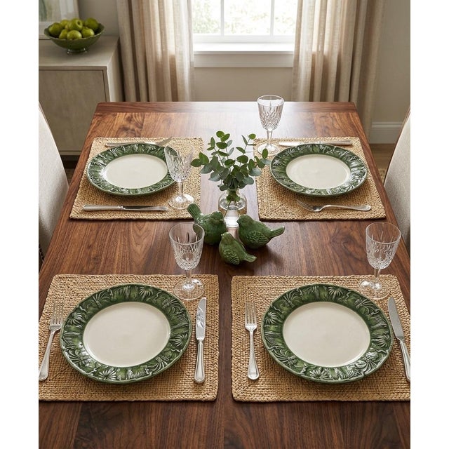 Ceramic Les Ottomans Italian Hand-Painted "The Palms" Ceramic Dinner Plates - Set of 4 For Sale - Image 7 of 10
