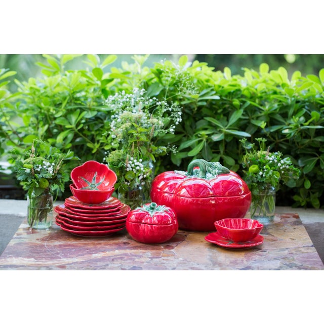 2020s Bordallo Pinheiro Tomato Salad/Dessert Plates, Set of 4 For Sale - Image 5 of 6