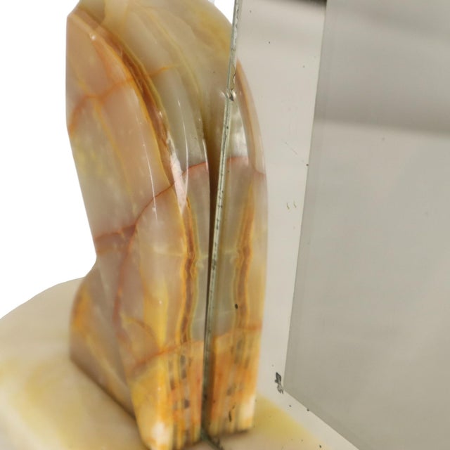 Large Art Deco Onyx Marble Photo Picture Frame with Mirrored Border, 1930s For Sale - Image 15 of 18