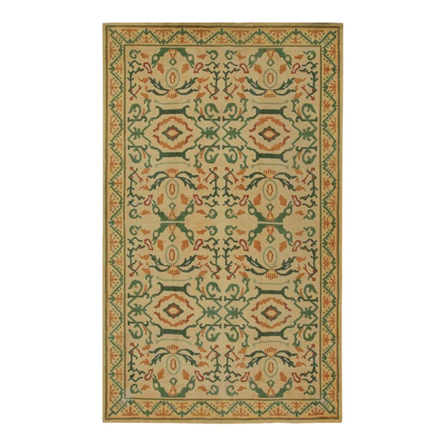 Vintage Spanish Rug in Gold, With Geometric Patterns, From Rug & Kilim For Sale