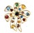 Stunning vintage gold fill rhinestone brooch with multi colored rhinestones included ruby, amethyst, aqua marine, emerald,...