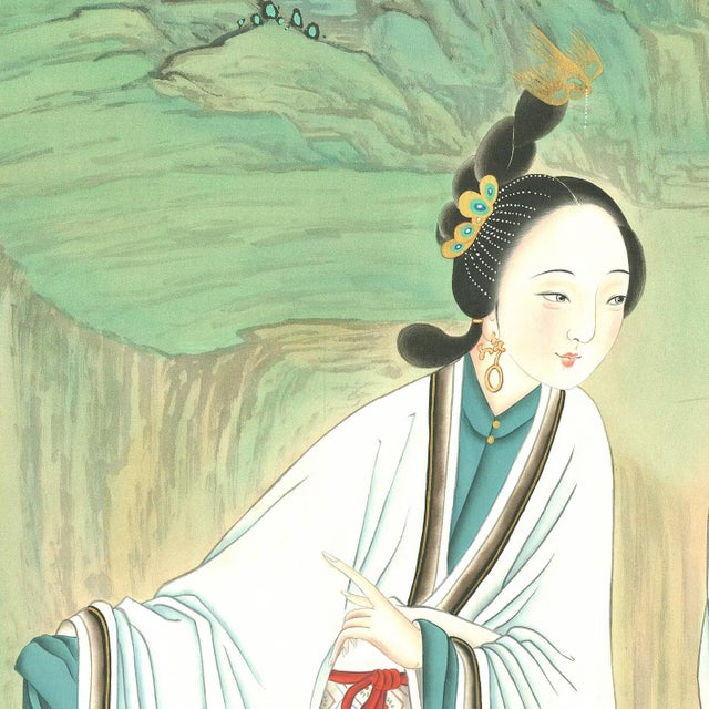 Paper 36" * H108"/Panel* 9ps, Chinese Traditional Gongbi Blue-Green Landscape Wallpaper, 9 Panels For Sale - Image 7 of 7