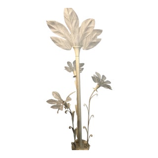 Vintage Late 20th Century Post Modern Plant Floor Lamp With Large Frosted Acrylic Leaves by Harris Industries For Sale