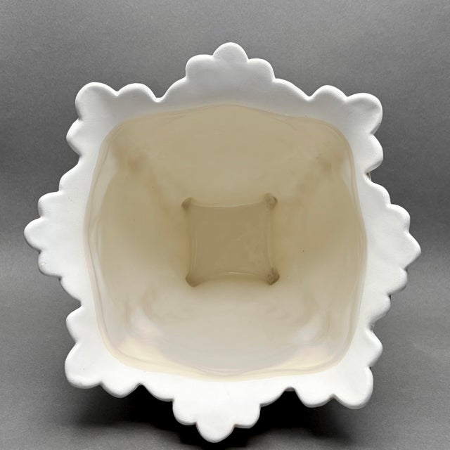 Vintage Neoclassical Rococo Revival White Bisque Ceramic Footed Jardiniere Planter For Sale - Image 9 of 11