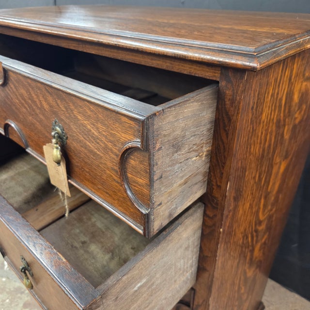 Wood Late 19th Century Handsome Georgian Oak 4 Drawer Chest on Bun Feet With Decorative Molding Accents For Sale - Image 7 of 9