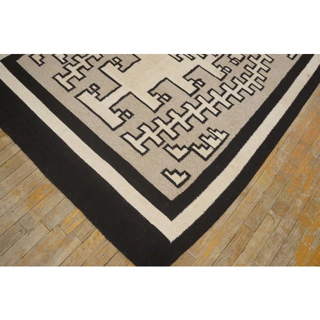Dove Gray 1940s Gray Beige Geometric Antique American Navajo Carpet 4'7" X 6' 10" Knotted Wool Rug For Sale - Image 8 of 9