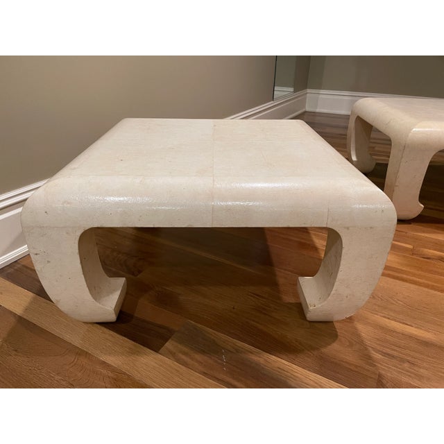 Karl Springer Pair of Springer Low Square Tables Clad in Goat Parchment Leather For Sale - Image 4 of 6