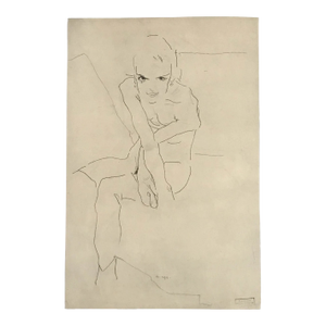 1981 Egon Schiele 37 Erotic Drawing Seated Girl