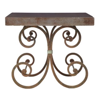 French Iron Baker Table with Marble Top, 1920s For Sale