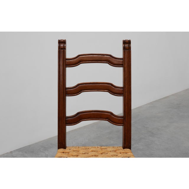 Mid-Century Modern Mid-Century Brutalist Chairs in Wood and Wicker, Belgium, 1970s, Set of 8 For Sale - Image 3 of 17