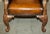 Pair of Antique Heavily Carved Hand Dyed Brown Leather Throne Armchairs For Sale - Image 16 of 18