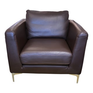 Design Within Reach Nicoletti Brown Leather Arm Chair For Sale