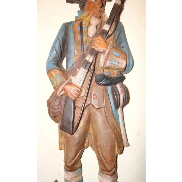Vintage Hand Carved Painted Wood Revolutionary War Military Wall Sculpture For Sale In New York - Image 6 of 10