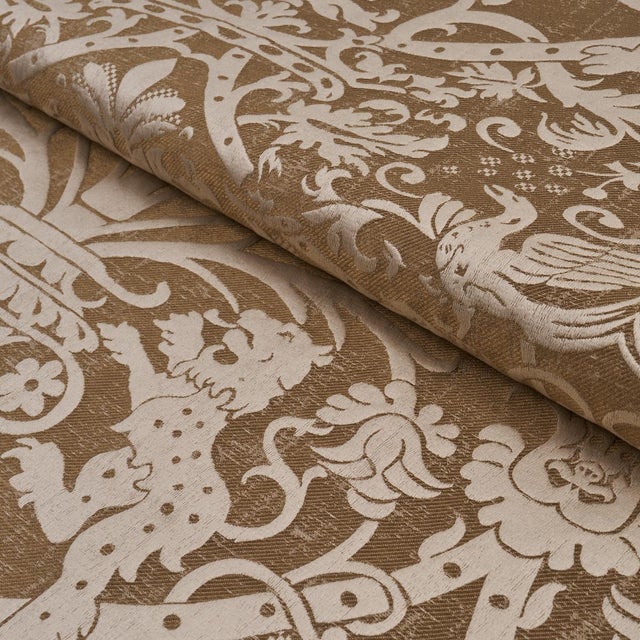 Schumacher Schumacher Dougal Damask Fabric In Wheat For Sale - Image 4 of 5