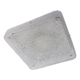 Large Square Murano Ice Glass Flush Mount from Kaiser Leuchten, 1970s For Sale