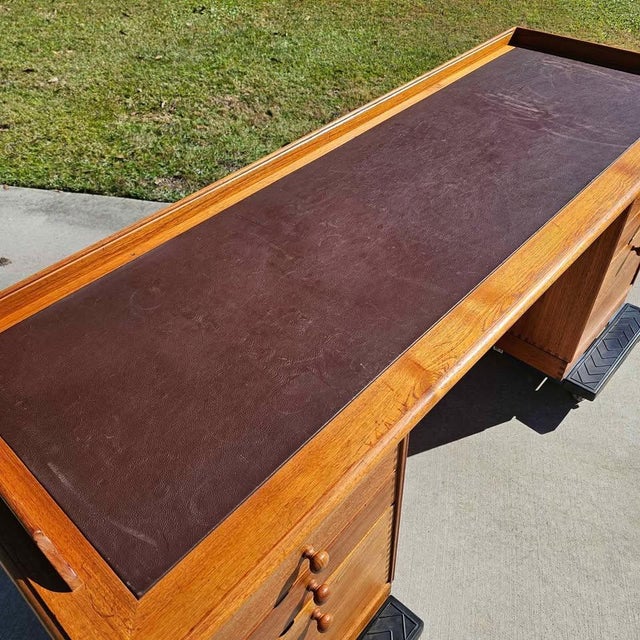 6-Ft, Finn N. Hansen, Danish Modern Teak Executive Desk (C. 1985), Mid-Century Modern For Sale - Image 9 of 11