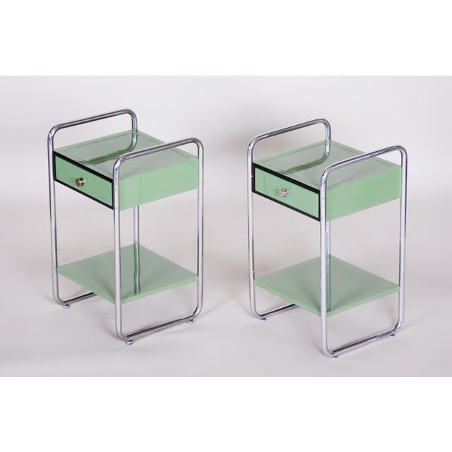 Bauhaus Side Tables in Chrome-Plated Steel and Wood, Czech, 1930s, Set of 2 For Sale - Image 16 of 18