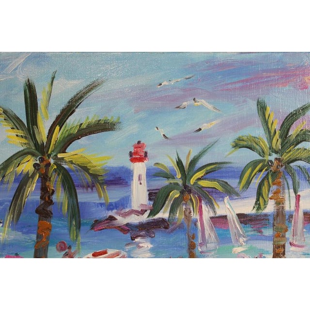 Yvon Grac, The Cros Dei Pin Beach at St. Jean Cap Ferrat, 1990s, Oil Painting on Canvas, Framed For Sale - Image 8 of 18