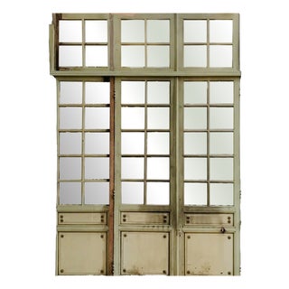 Antque Patinated Beechwood Doors with Transoms, Set of 4 For Sale