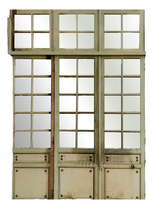 Antque Patinated Beechwood Doors with Transoms, Set of 4
