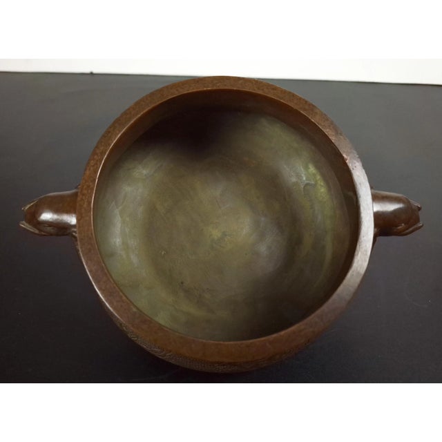 Chinese Bronze Elephant Handles Censer For Sale - Image 9 of 10