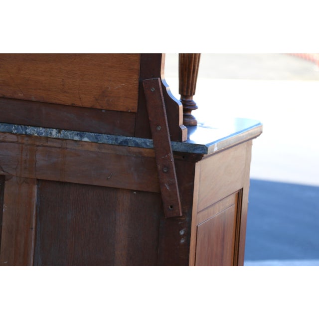Antique French Art Deco Buffet Hutch With Marble Top, Mirror & Glass Display Cabinet | C. 1920 For Sale - Image 18 of 18