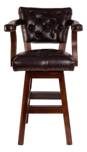 Classic Tufted Dark Brown Leather Bar Stool Chesterfield Counter Stool Trophy Ranch Tufted Bar Stool Black Stool Swivel Western Arm Stool