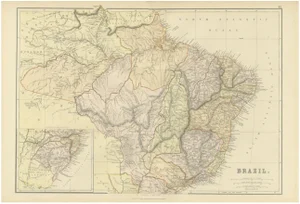 Map of Brazil with Historic Borders, River Systems and Coastal Regions, 1882