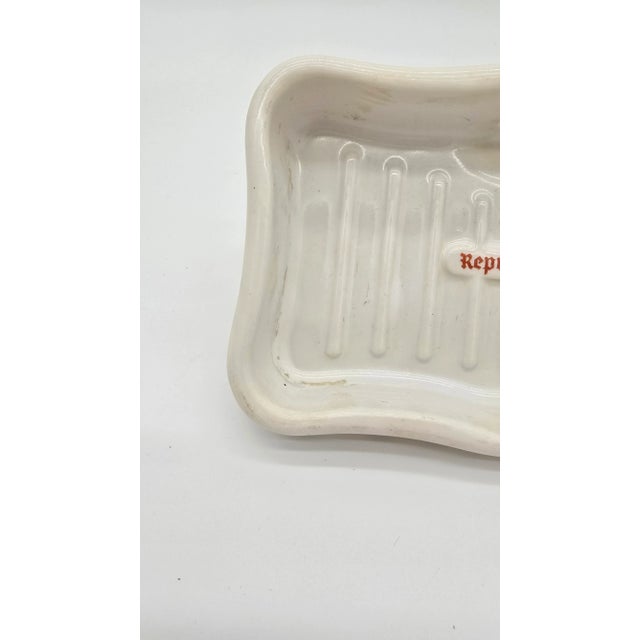 Ceramic Antique Republic Porcelain White Soap Dish Holder For Sale - Image 7 of 11