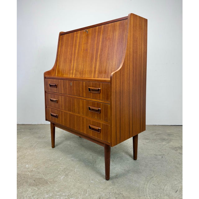 Mid-Century Modern Mid-Century Danish Modern Drop Down Secretary Desk in Teak by Maurice Villency, Denmark, C. 1960s For Sale - Image 3 of 12
