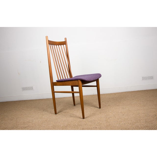 Large Danish Teak and Fabric Dining Chairs in the style of Arne Vodder, 1960s, Set of 4 For Sale - Image 10 of 13