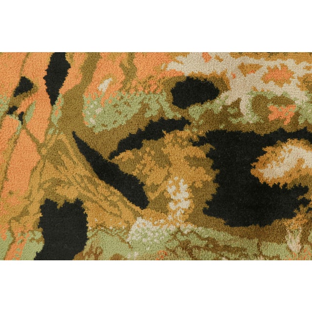 Art Deco Signed Vintage Rene Fumeron Art Deco Tapestry in Black and Gold | Rug & Kilim For Sale - Image 3 of 7