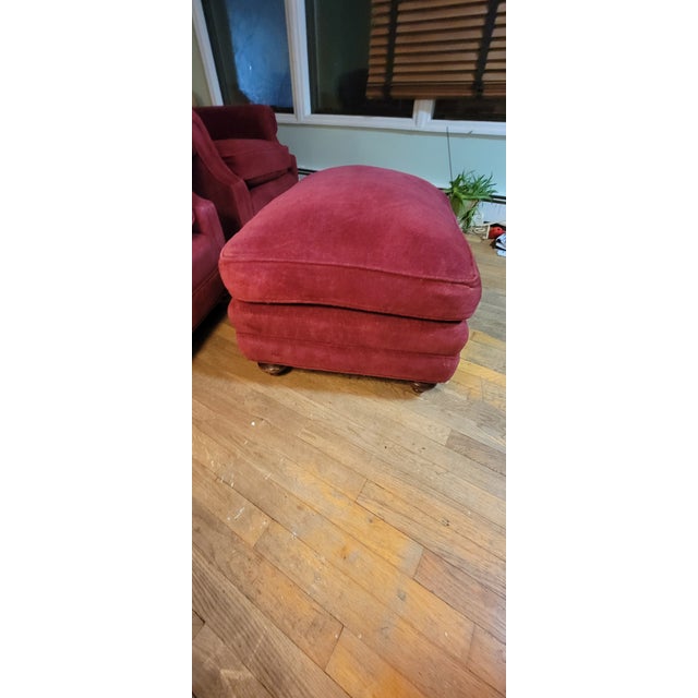 1990s Late 20th Century Pair of Brunschwig and Fils Saratoga Collection Club Chairs and Matching Ottoman For Sale - Image 5 of 11