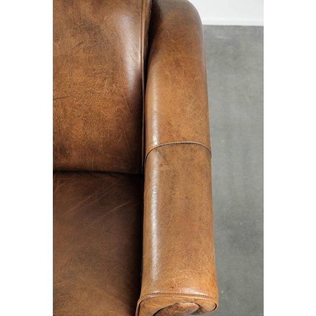 Brown Vintage Sheepskin Lounge Chair For Sale - Image 8 of 14