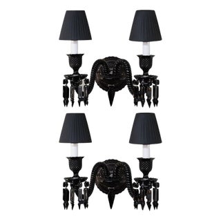 Black Wall Lamps from Baccarat, 1990, Set of 2 For Sale