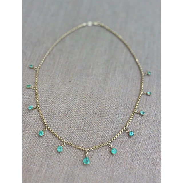 Emerald Fringe Necklace, 14k Gold For Sale - Image 10 of 14