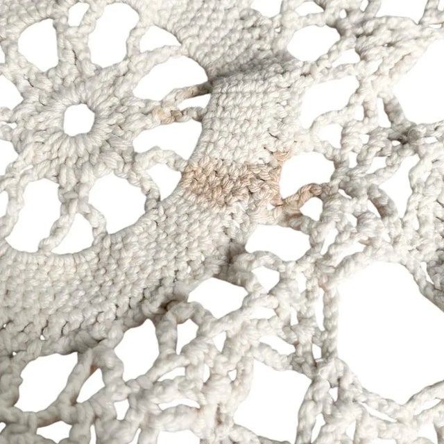 73" X 70" Vintage Table Cover Crochet Farmhouse Traditional Bohemian Square Rustic For Sale In Miami - Image 6 of 6