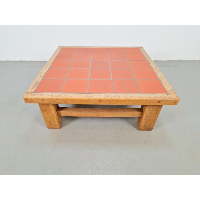 Brutalist Oak Coffee Table with Terracotta Tiles, 1950s For Sale - Image 10 of 15