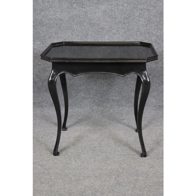 Ebonized Black Lacquer Georgian Style English End Tray Top Occasional Table For Sale In Philadelphia - Image 6 of 11
