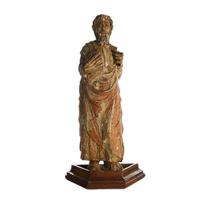 Carved Wooden Statue of Holy Person, 17th Century