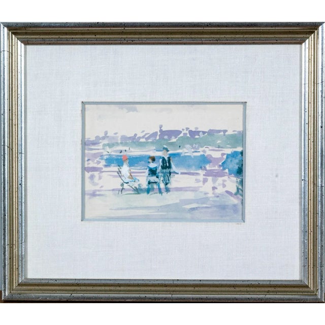 Andre Gisson (American 1921-2003) Watercolor & Gouache on Paper, Seascape With Figures For Sale