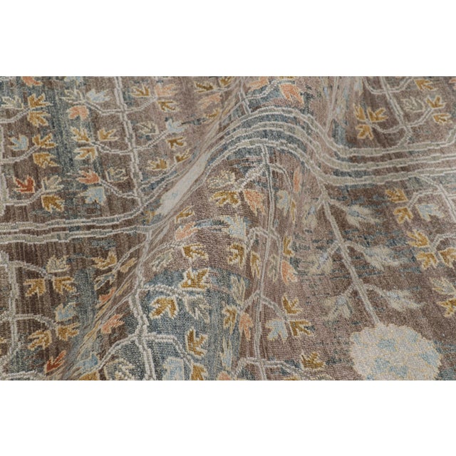 Rug & Kilim’s Modern Block Print Rug in Teal Blue with Geometric-Floral Patterns - 7x9 For Sale In New York - Image 6 of 7