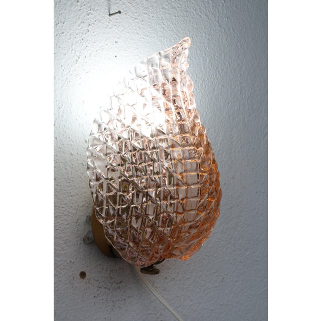 Pink 1950s Rare Wall Light Pink Jewel Murano Glass Leave by Barovier E Toso For Sale - Image 8 of 8
