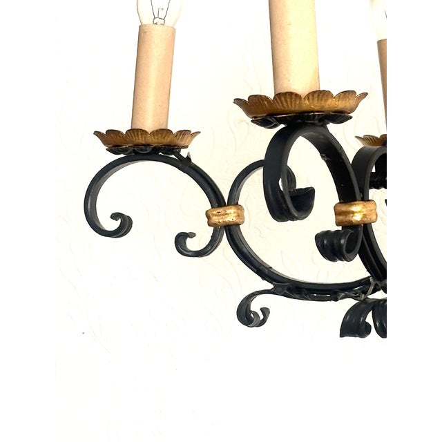 Wrought Iron 5-Light Chandelier, 1960s For Sale - Image 9 of 14