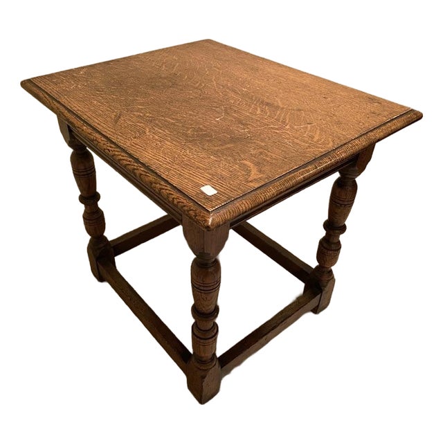 Antique English Oak Joint Stool Side Table For Sale
