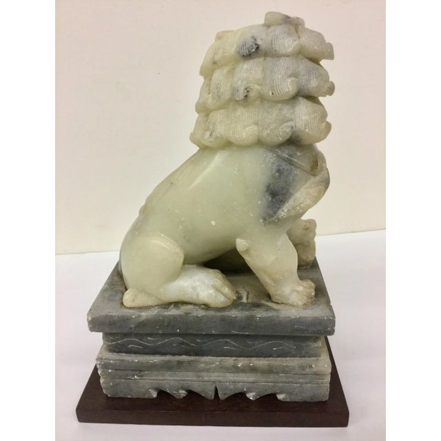 Stone Vintage Chinese Art Soapstone Guard Lion For Sale - Image 7 of 11