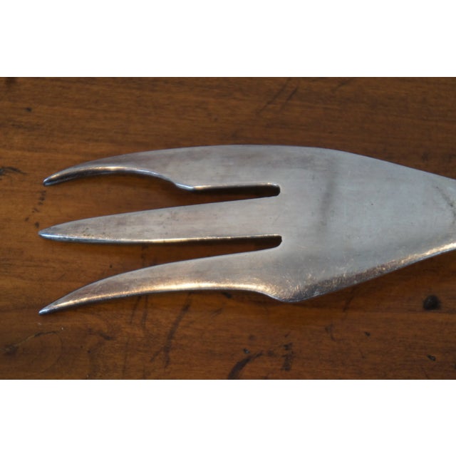 Metal Antique Shiebler Sterling Silver 925 Meat Serving Fork Daisy 2885 Floral 123g For Sale - Image 7 of 12