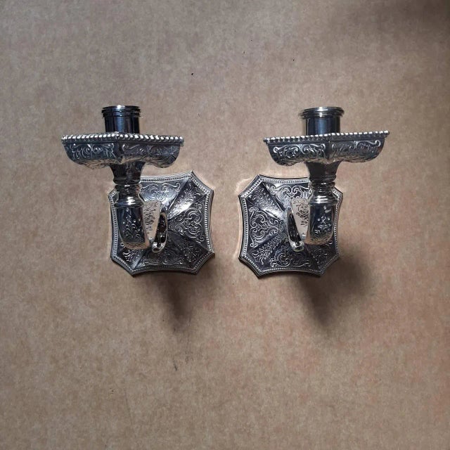 Edward F. Caldwell & Co. 1900's Caldwell One Light Engraved Sconces -a Pair For Sale - Image 4 of 6