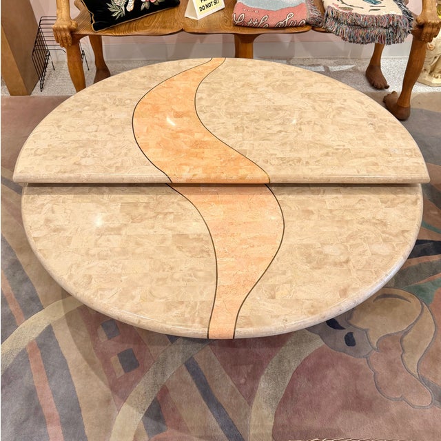 Cream Vintage Tessellated Travertine Swivel Coffee Table by Casa Bique For Sale - Image 8 of 14