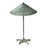 Vintage Verdigris Copper Alloy Brutalist Star Table Lamp For Sale